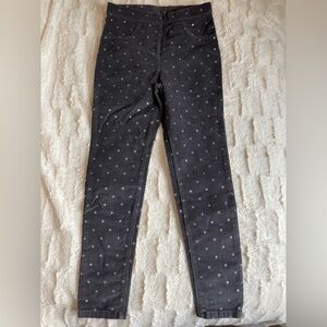 Charcoal soft micro cords with all over silver star print.